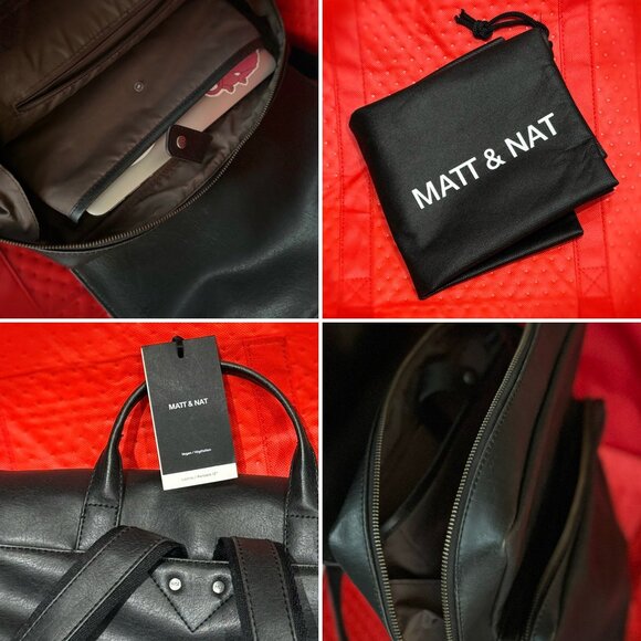 Matt & Nat PAXX Black Vegan Leather Laptop Backpack - Picture 6 of 7